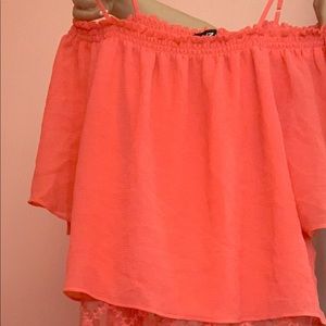Off the shoulder coral top